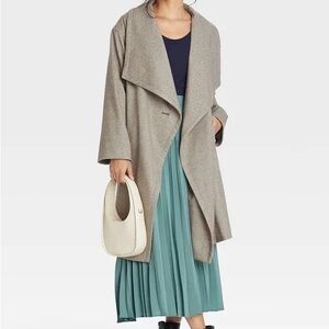 A New Day Gray Brown Wide Lapel Wrap Coat 3XL Plus Size